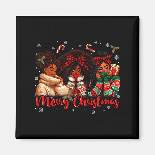Íman Black African Girl American Melanin Christmas Sant (Frente)