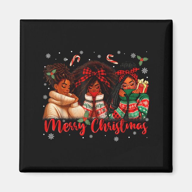 Íman Black African Girl American Melanin Christmas Sant (Frente)