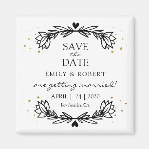 Íman Black and Dourado Laurel Save the Date Weding (Sal