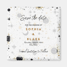 Íman Black and Gold Celestial Wedding Save the Date