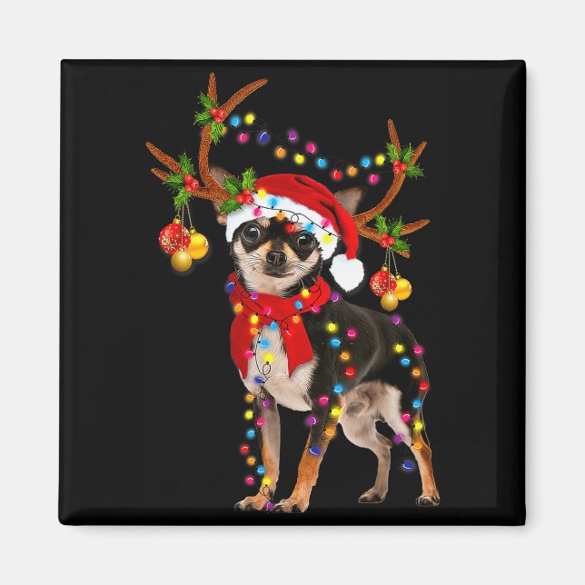 Íman Black And Tan Chihuahua Gorgeous Reindeer Christma (Frente)