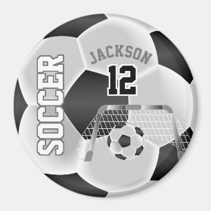 Íman Black and White Personalize a bola de futebol