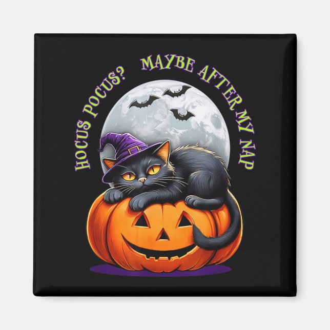 Íman Black Cat Halloween Funny Pumpkin Costume Gift  (Frente)