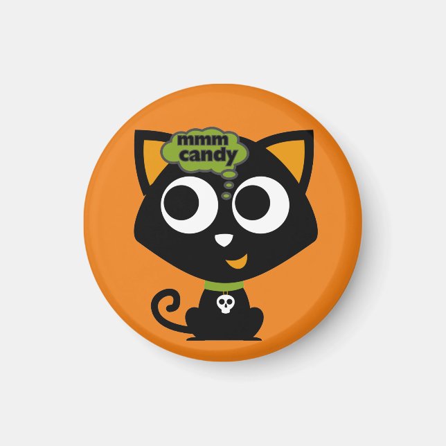 Íman Black Cat Mmm Candy Halloween (Frente)