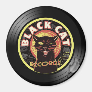 Íman Black Cat Records Magnet - Retro Vinyl Jazz Cat