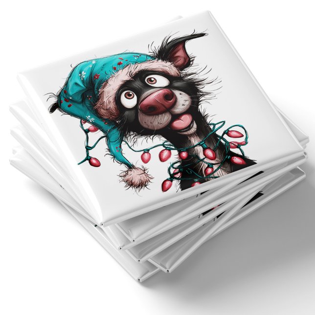 Íman Black Dog Funny Christmas Magnet (Black Dog Funny Christmas Magnet by PiggyPrint Sticker. by PiggyPrint Sticker.)