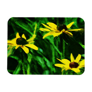 Íman Black Eyed Susan Wildflower Abstrato