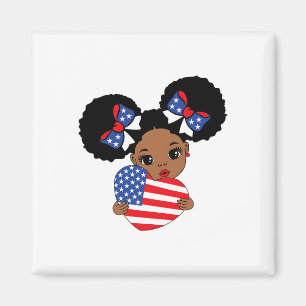 Íman Black Girl Melanin Afro-American Flag Heart 4th Of