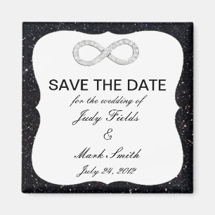 Íman Black Glitter Infinity Save The Date Magnet
