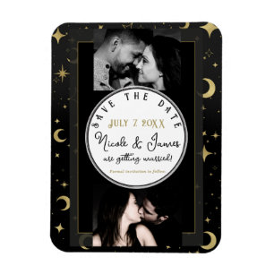 Íman Black & Gold Celestial Moon & Stars Salve a Data