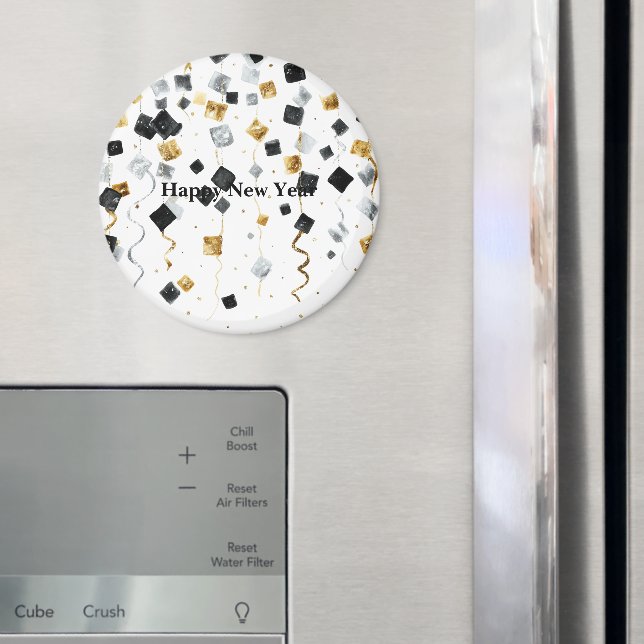 Íman Black Gold Happy New Year Confetti (In Situ (Fridge))