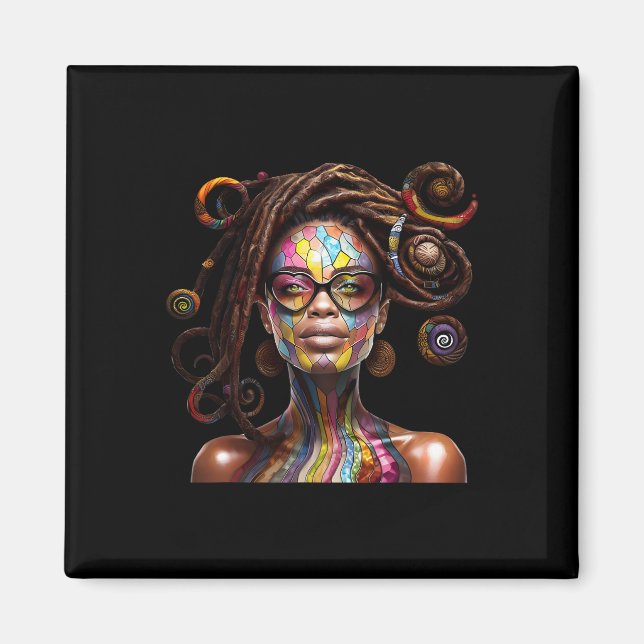 Íman Black History Mês de Arte Preta de Cabelo (Frente)
