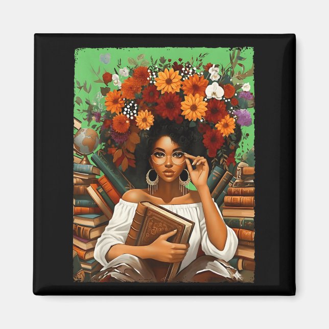 Íman Black History Month Black Afro Girl Women Book Lov (Frente)