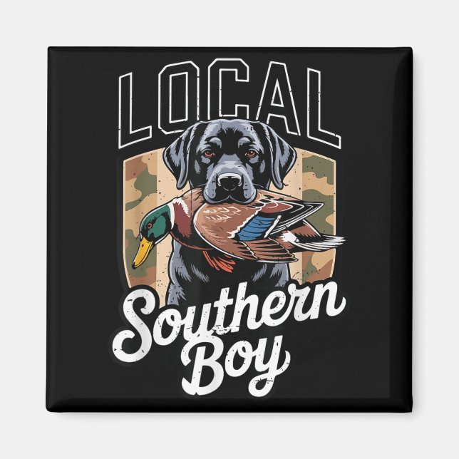 Íman Black Lab Dog Local Southern Boy Camo Duck Hunting (Frente)