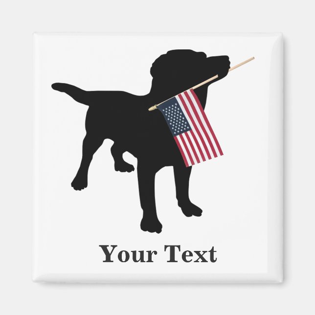 Íman Black Lab Dog with USA American Flag, 4 de julho (Frente)