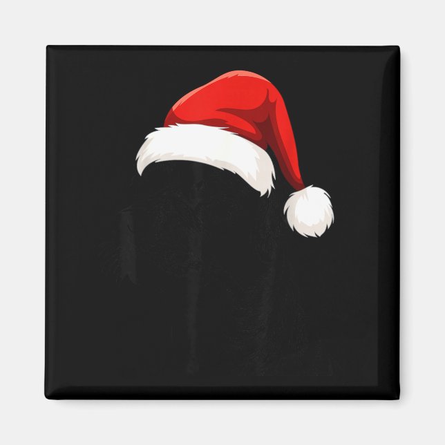 Íman Black Lab Labrador Santa Hat Christmas Holiday Pet (Frente)