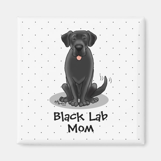 Íman Black Lab Mãe (Labrador Retriever Mãe) Cachorro Mã (Frente)