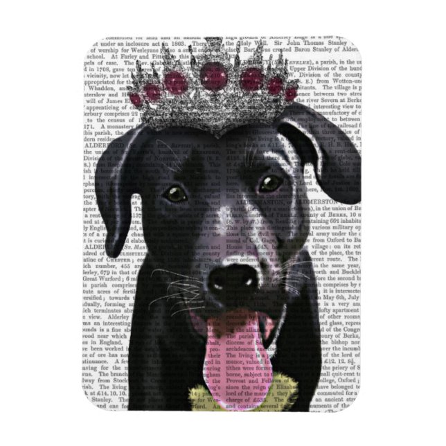 Íman Black Labrador com Tiara (Vertical)
