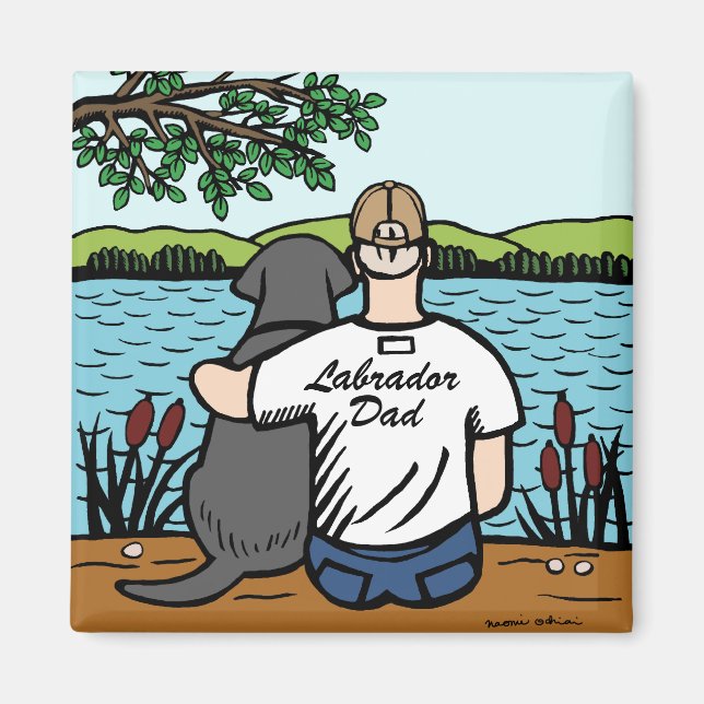 Íman Black Labrador e Pai (Frente)