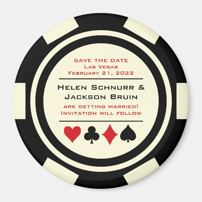 Íman Black Off White Poker Chip Casino Salvar Data (Frente)