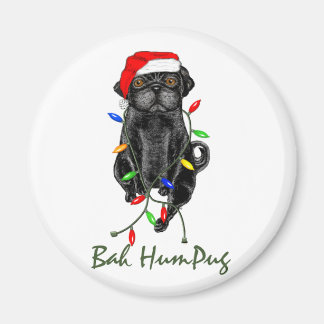 Íman Black Pug Dog Bah Humpug Engraçado Natal