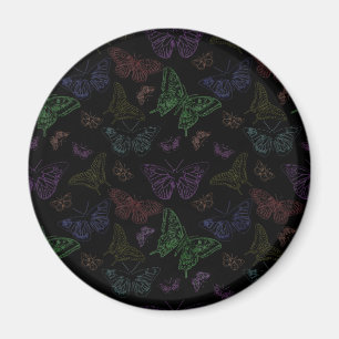 Íman Black & Rainbow Colored Butterflies Flying