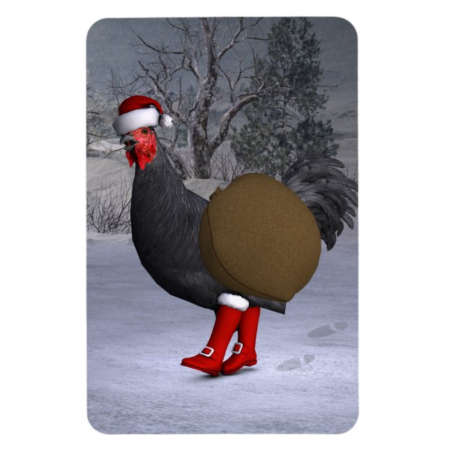 Íman Black Rooster Santa Claus (Vertical)