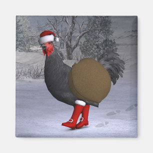 Íman Black Rooster Santa Claus