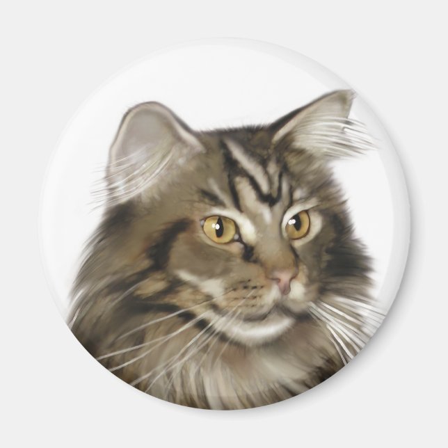 Íman Black Tabby Maine Coon Cat (Frente)