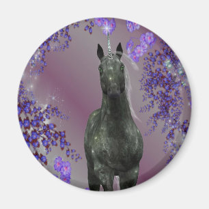 Íman Black Unicorn Flowers Fantasy Magnet