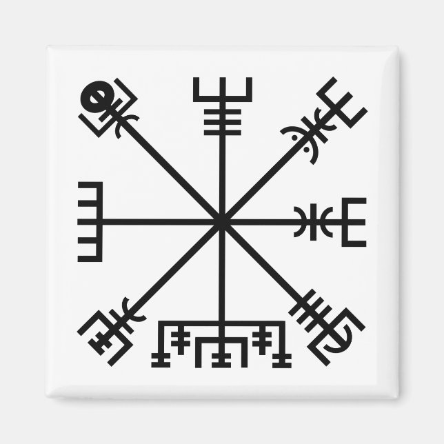 Íman Black Vegvisir Sigil em Branco (Frente)