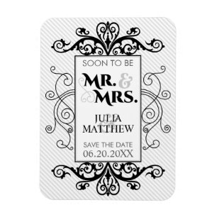 Íman Black Vintage Swirls Salva A Data Casamento