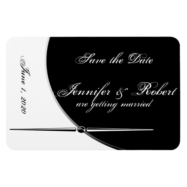 Íman Black White Modern Posh Wedh Salvar Data (Horizontal)