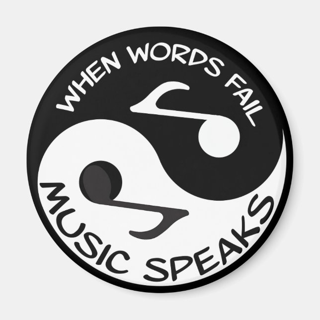 Íman Black White Music Note Modern Musical (Frente)