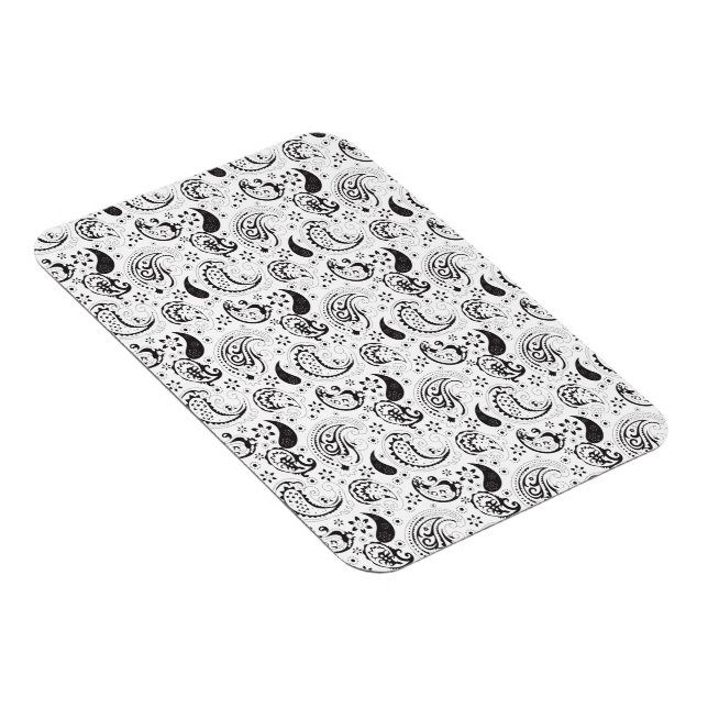 Íman Black & White Paisley Pattern –Elegant Textile Art (Lado Direito)