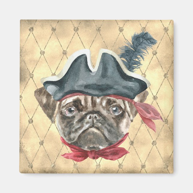 Íman Blackface, o Pug Pirate Magnet (Frente)
