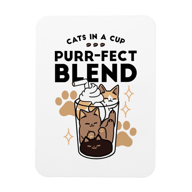 Íman Blend Puro: Arte de Gato e Café para Pet-Lovers (Vertical)