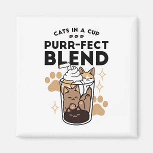 Íman Blend Puro: Arte de Gato e Café para Pet-Lovers