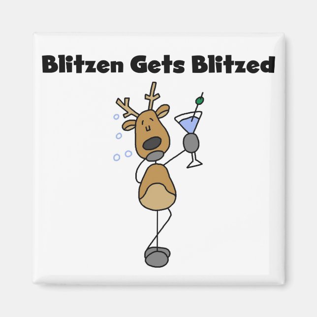 Íman Blitzen recebe Camisetas e presentes de renas estr (Frente)