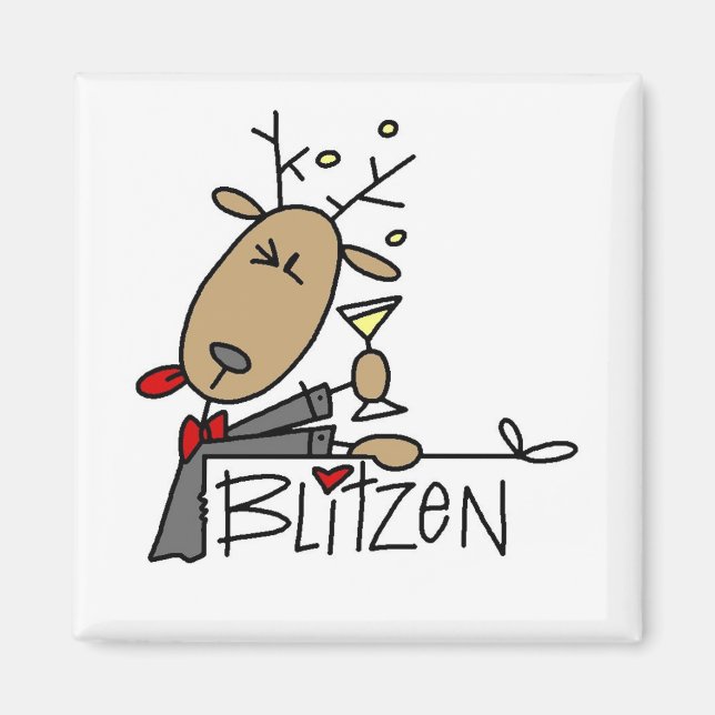 Íman Blitzen Reindeer Camisetas e presentes de Natal (Frente)