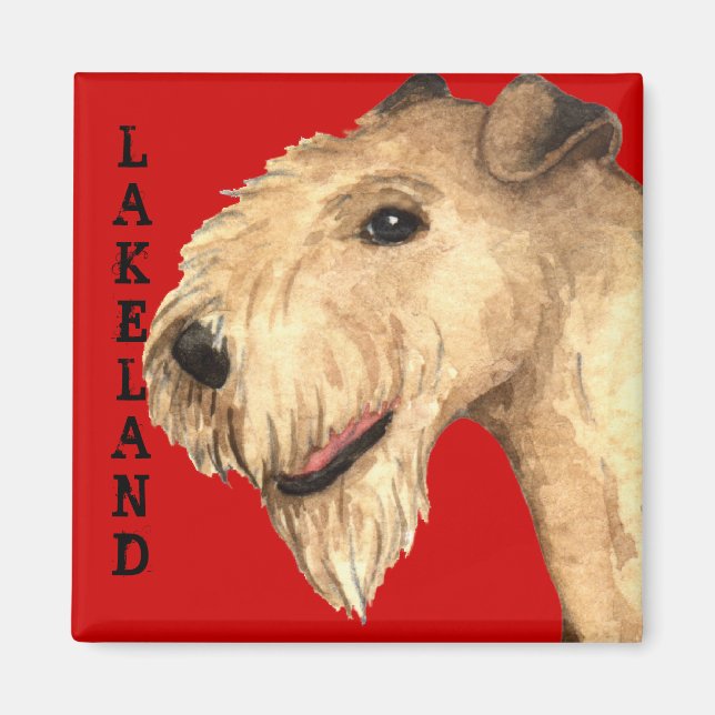 Íman Bloco de Cores de Terrier Lakeland (Frente)