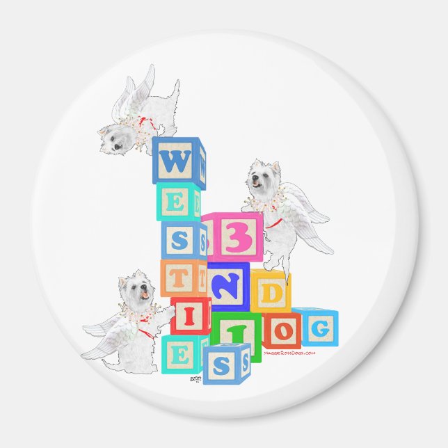 Íman Blocos de Anjo Westie (Frente)