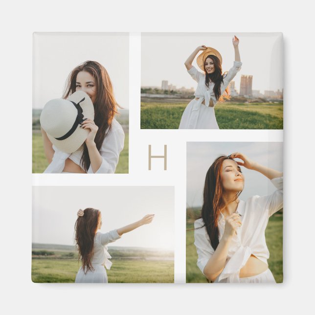 Íman Blocos de Monograma Editáveis Ímã de Foto Colorida (Frente)