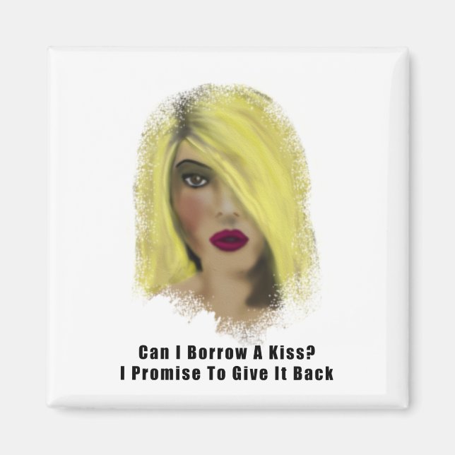 Íman Blona Bombshell Mulher empresta Um Beijo (Frente)