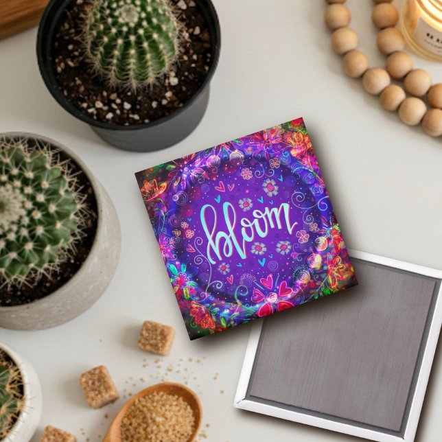 Íman Bloom Purple Floral Inspiração Floral Trendy Diver (Criador carregado)