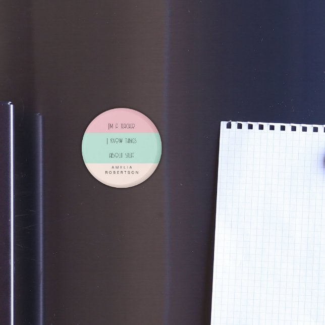 Íman Bloqueio colorido de professor engraçado personali (Criador carregado)