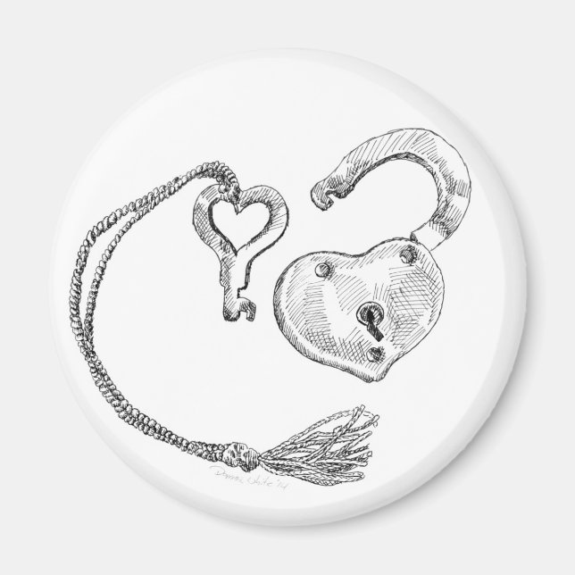 Íman Bloqueio de Coração e Chave (Frente)