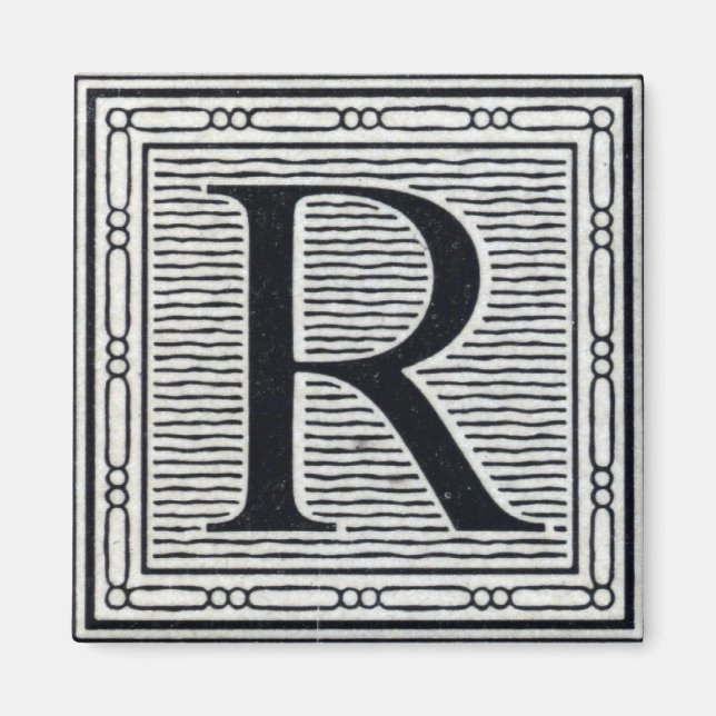 Íman Bloqueio - Letra "R" - bloco de madeira - inicial (Frente)