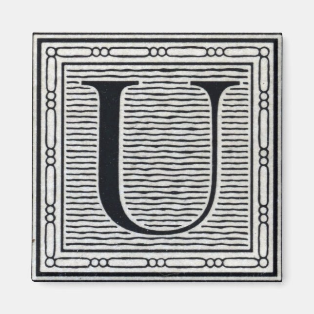 Íman Bloqueio - Letra "U" - bloco de madeira - inicial (Frente)