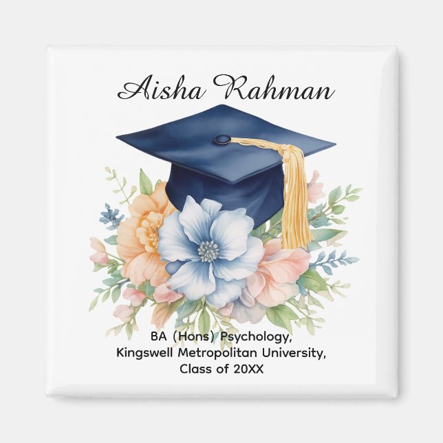 Íman 🎓Blossom & Tassel Graduation Mug (Frente)